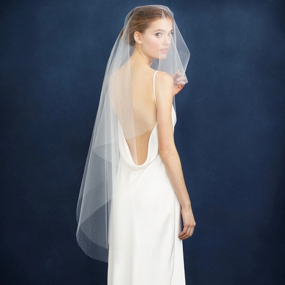 Twigs & Honey for J.Crew Single Layer Fingertip Veil in Ivory #C4061. - Picture 1 of 13
